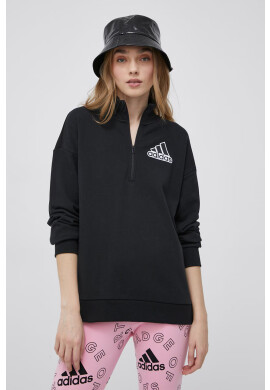 adidas Памучен суичър в черно с принт - Pepit.bg