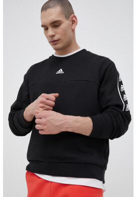 adidas Памучен суичър в черно с десен - Pepit.bg