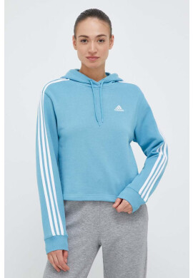 adidas Памучен суичър в синьо с качулка с апликация - Pepit.bg