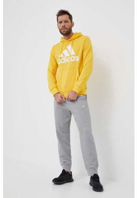 adidas Памучен суичър в жълто с качулка с принт - Pepit.bg