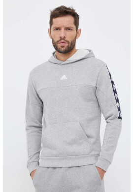 adidas Памучен суичър в сиво с качулка с принт - Pepit.bg