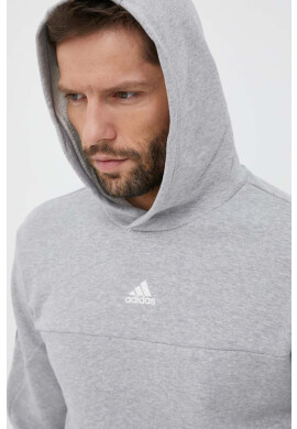 adidas Памучен суичър в сиво с качулка с принт - Pepit.bg