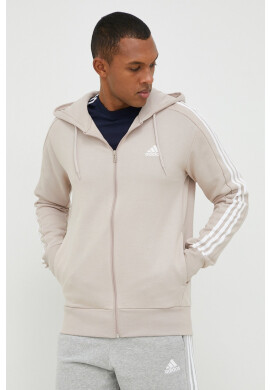 adidas Памучен суичър в бежово с качулка с апликация - Pepit.bg