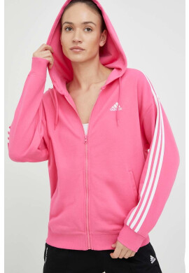 adidas Памучен суичър в розово с качулка с апликация - Pepit.bg