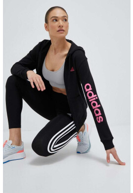 adidas Памучен суичър в черно с качулка с изчистен дизайн - Pepit.bg
