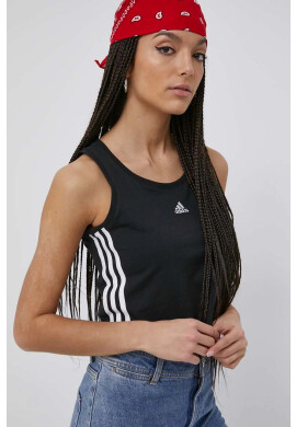 adidas Памучен топ в черно - Pepit.bg