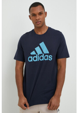 adidas Памучна тениска в тъмносиньо с принт - Pepit.bg