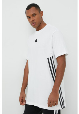 adidas Памучна тениска в бяло с апликация - Pepit.bg