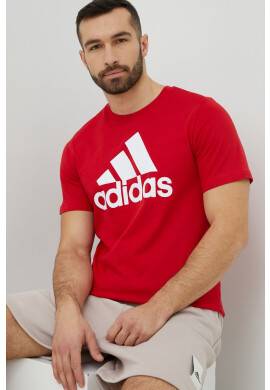adidas Памучна тениска в червено с принт - Pepit.bg