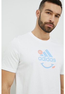 adidas Памучна тениска в бяло с принт - Pepit.bg