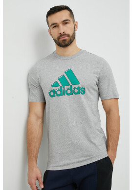 adidas Памучна тениска в сиво с принт - Pepit.bg