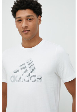 adidas Памучна тениска в бяло с принт - Pepit.bg