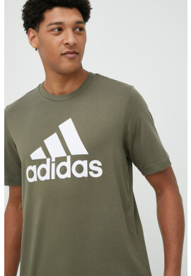 adidas Памучна тениска в зелено с принт - Pepit.bg