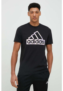 adidas Памучна тениска в черно с принт - Pepit.bg