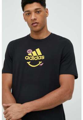 adidas Памучна тениска в черно с принт - Pepit.bg