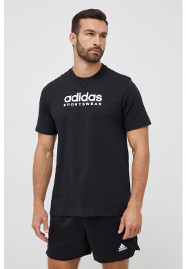 adidas Памучна тениска в черно с принт - Pepit.bg