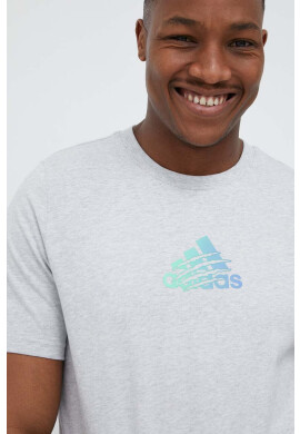 adidas Памучна тениска в сиво с принт - Pepit.bg