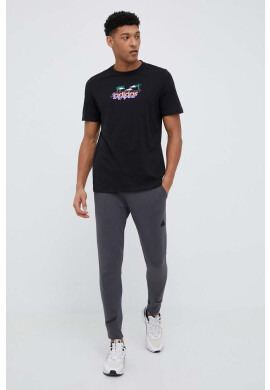 adidas Памучна тениска в черно с десен - Pepit.bg