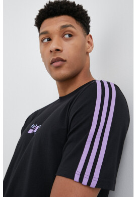 adidas Памучна тениска в черно с десен - Pepit.bg