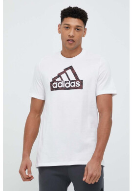 adidas Памучна тениска в бяло с принт - Pepit.bg