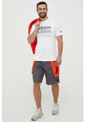 adidas Памучна тениска в бяло с принт - Pepit.bg