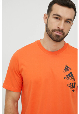 adidas Памучна Тениска в оранжево с принт - Pepit.bg