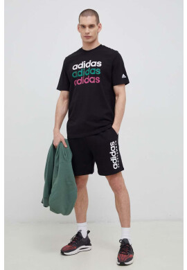 adidas Памучна тениска в черно с десен - Pepit.bg