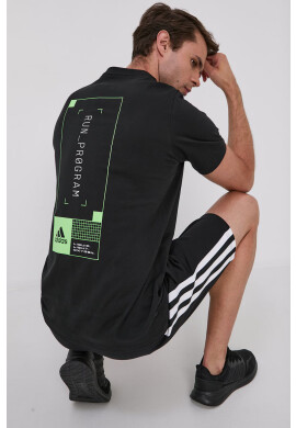 adidas Performance Памучна тениска в черно с принт - Pepit.bg