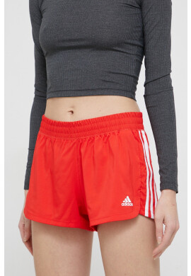 adidas Performance Спортни шорти HD9588 дамско в червено с изчистен дизайн с висока талия - Pepit.bg