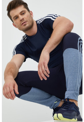 adidas Performance Тениска за трениране Techfit 3-stripes в тъмносиньо с принт - Pepit.bg
