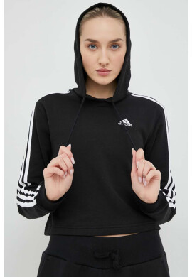 adidas Суичър В черно с качулка с десен - Pepit.bg