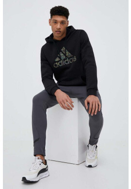 adidas Суичър в черно с качулка с десен - Pepit.bg