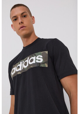 adidas Тениска мъжка в черно с принт - Pepit.bg