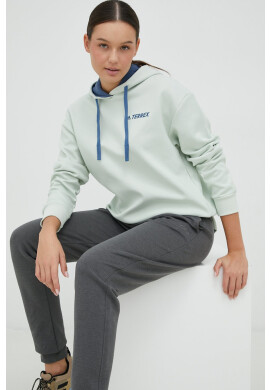 adidas TERREX Спортен суичър в зелено с качулка с изчистен дизайн - Pepit.bg