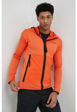 adidas TERREX Спортен суичър Tech Fleece в оранжево с качулка с изчистен дизайн - Pepit.bg