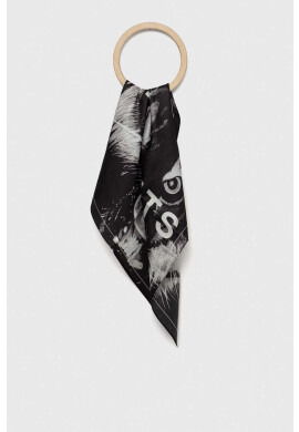 AllSaints Копринено шалче в черно с десен - Pepit.bg