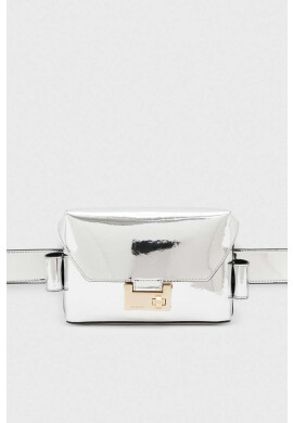 AllSaints Кожена чанта в сребристо - Pepit.bg