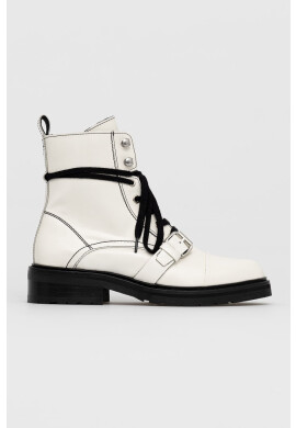 AllSaints Кожени кубинки Donita дамски в бяло с равна подметка - Pepit.bg