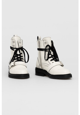 AllSaints Кожени кубинки Donita дамски в бяло с равна подметка - Pepit.bg