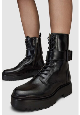 AllSaints Кожени кубинки Onyx в черно с равна подметка - Pepit.bg