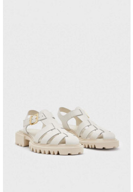 AllSaints Кожени сандали в бяло Nessie - Pepit.bg