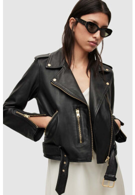 AllSaints Кожено яке в черно с преходна изолация - Pepit.bg