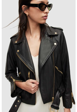 AllSaints Кожено яке в черно с преходна изолация - Pepit.bg
