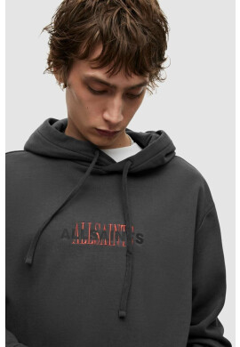 AllSaints Памучен суичър в черно с качулка с принт - Pepit.bg