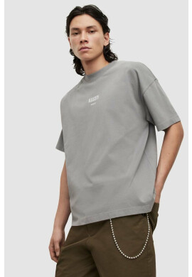 AllSaints Памучна тениска в сиво с принт - Pepit.bg