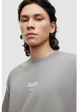 AllSaints Памучна тениска в сиво с принт - Pepit.bg