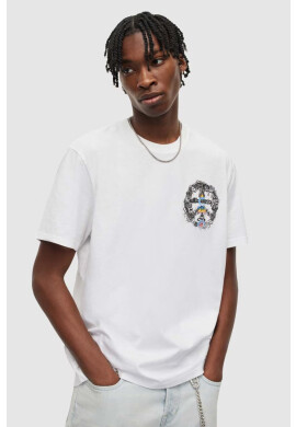 AllSaints Памучна тениска в бяло с принт - Pepit.bg