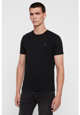 AllSaints Памучна тениска в черно с изчистен дизайн - Pepit.bg