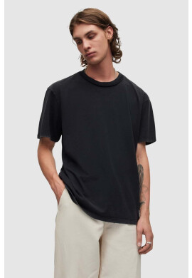 AllSaints Памучна тениска в черно с изчистен дизайн - Pepit.bg