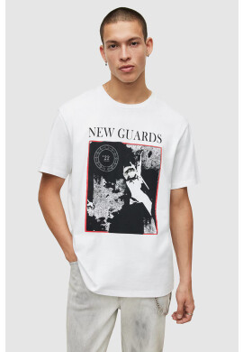 AllSaints Памучна тениска в бяло с принт - Pepit.bg